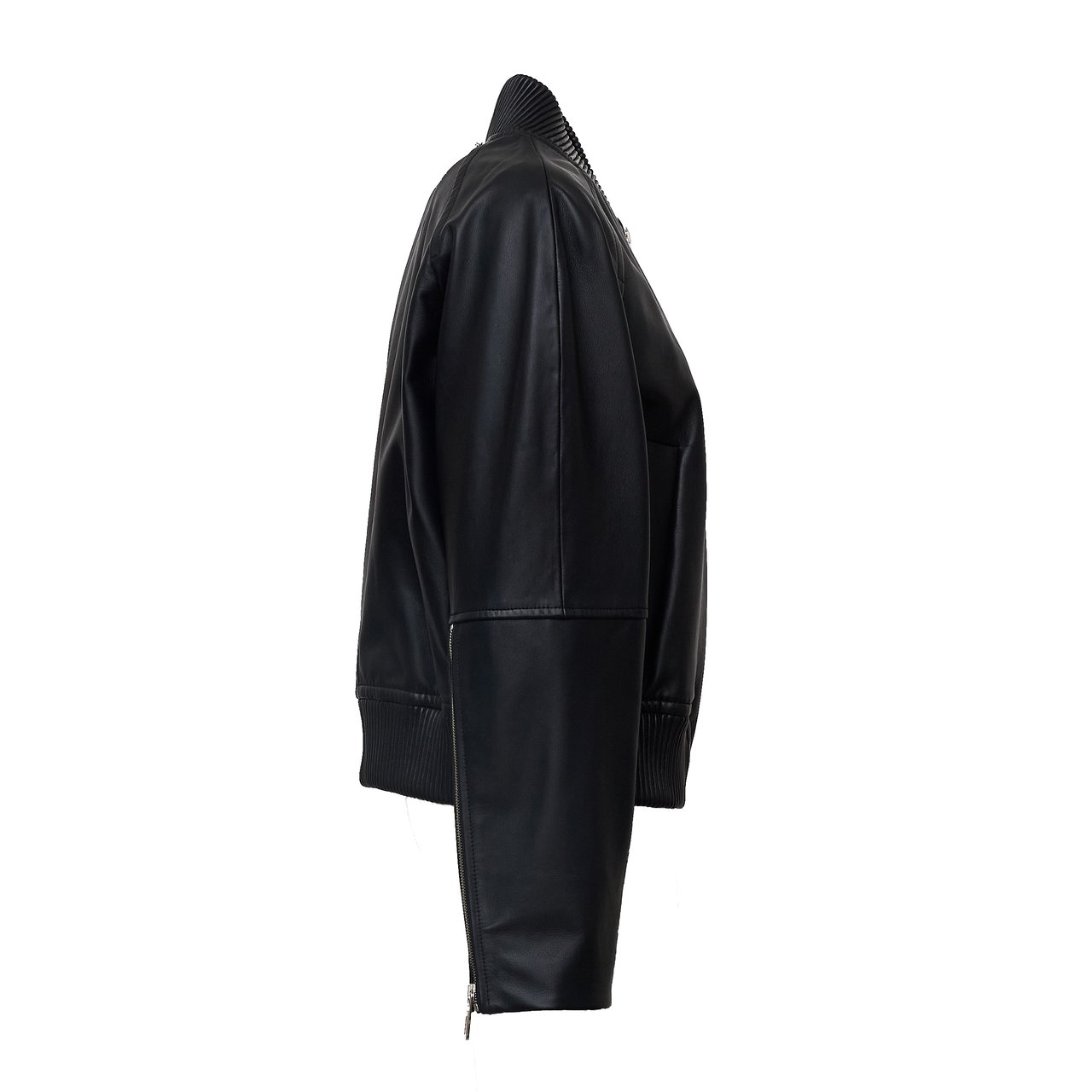 Sportmax Sheep Nappa Leather Jacket with Elastic Quilted Detailing Zwart