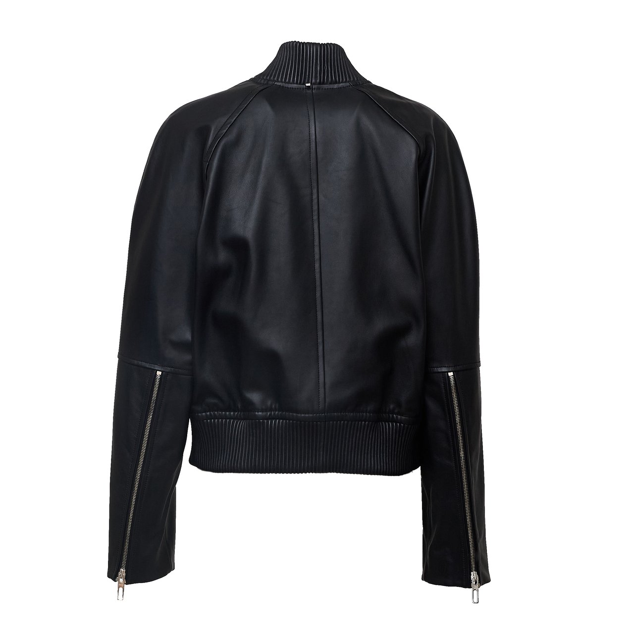 Sportmax Sheep Nappa Leather Jacket with Elastic Quilted Detailing Zwart
