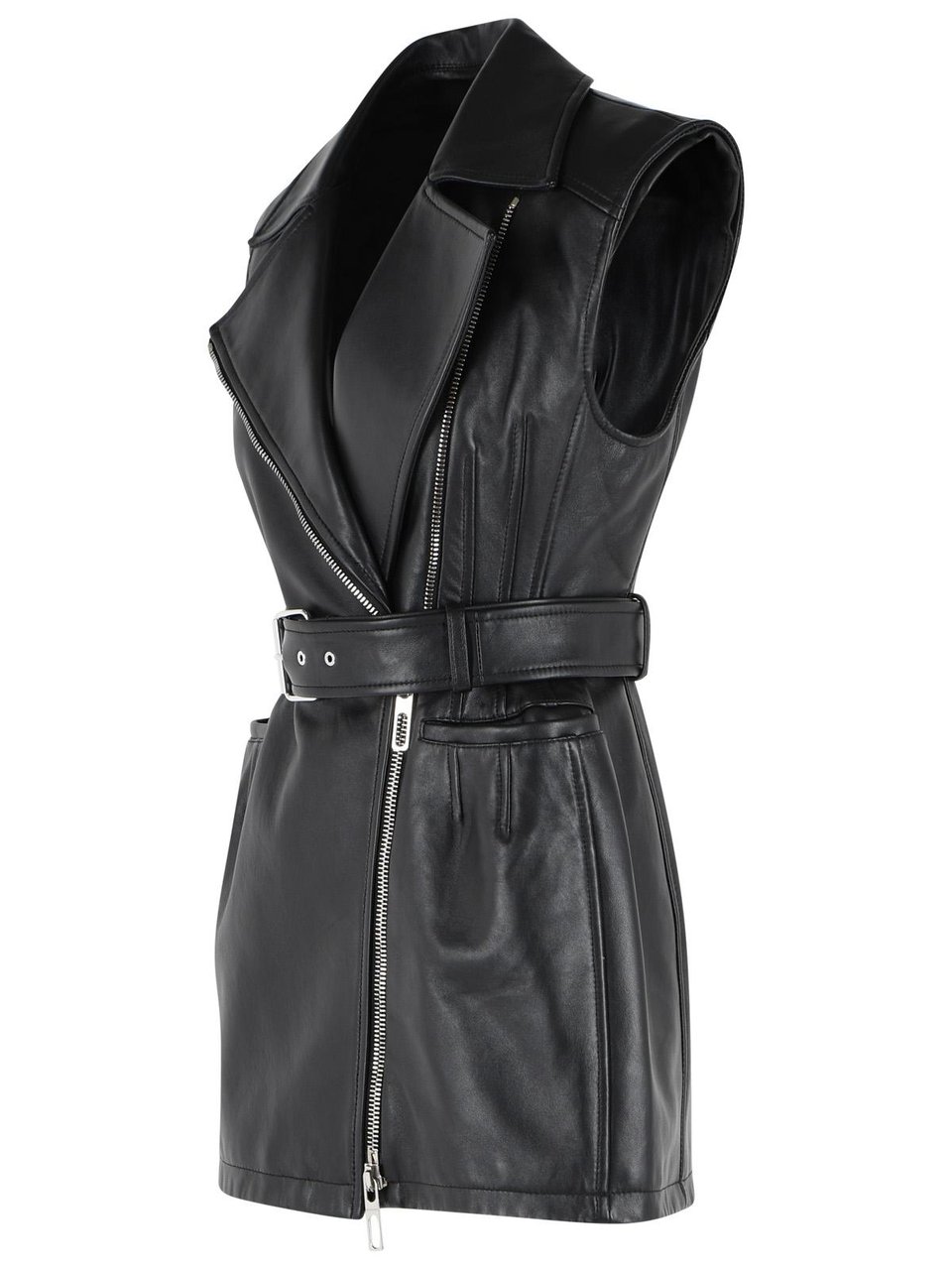 Sportmax 'Fave' Black Leather Jacket Zwart