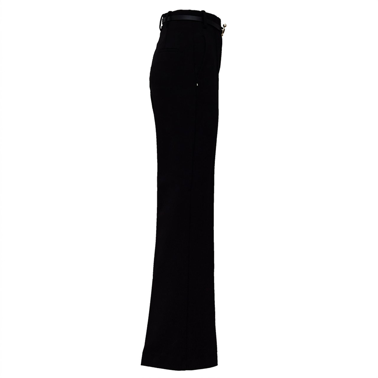 Sportmax High-Waisted Straight Leg Pants With Iconic S-Buckle Zwart