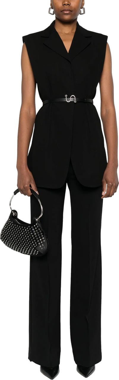 Sportmax Black Texas High-Waisted Wide-Leg Tailored Pants Zwart