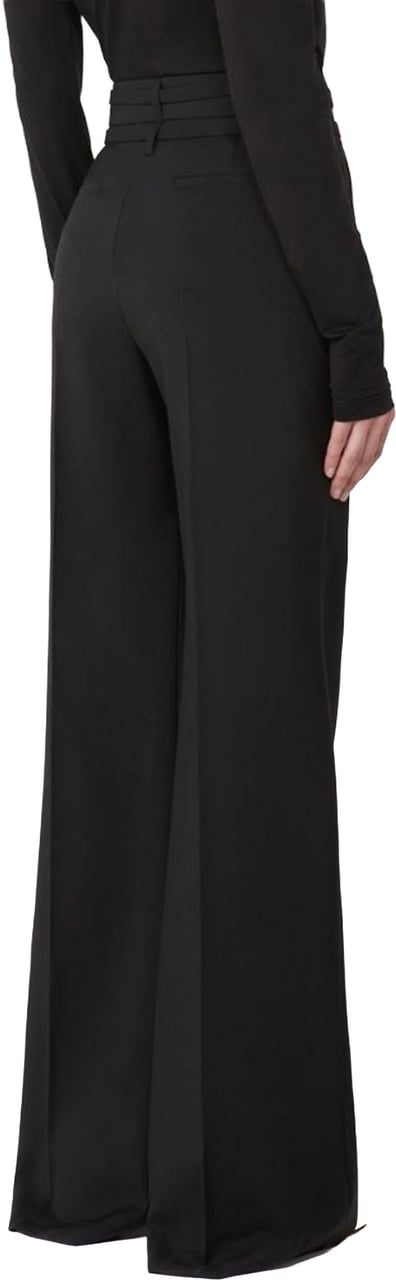 Sportmax Black Cera High-Waisted Wide-Leg Pants Zwart