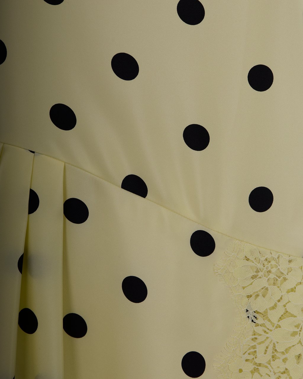 Sportmax Long Silk Twill Dress with Polka Dot Print and Lace Accents Neutraal