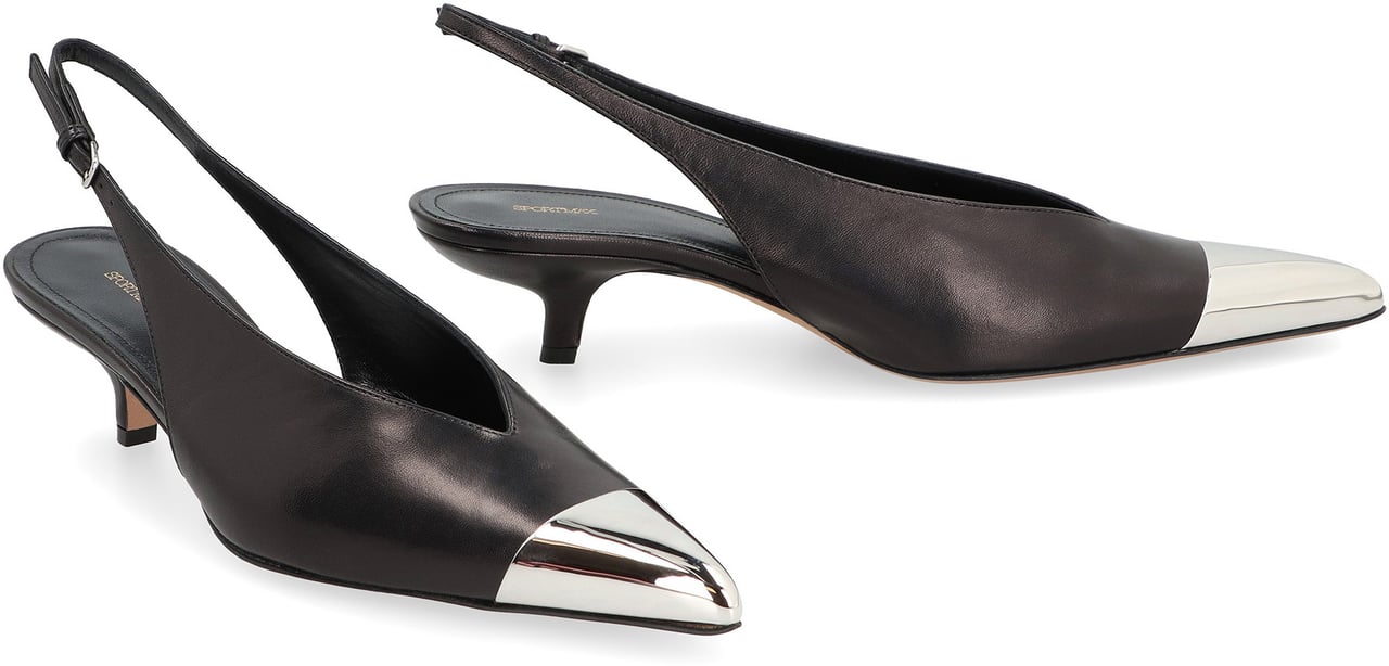 Sportmax Liuti leather slingback pumps Zwart