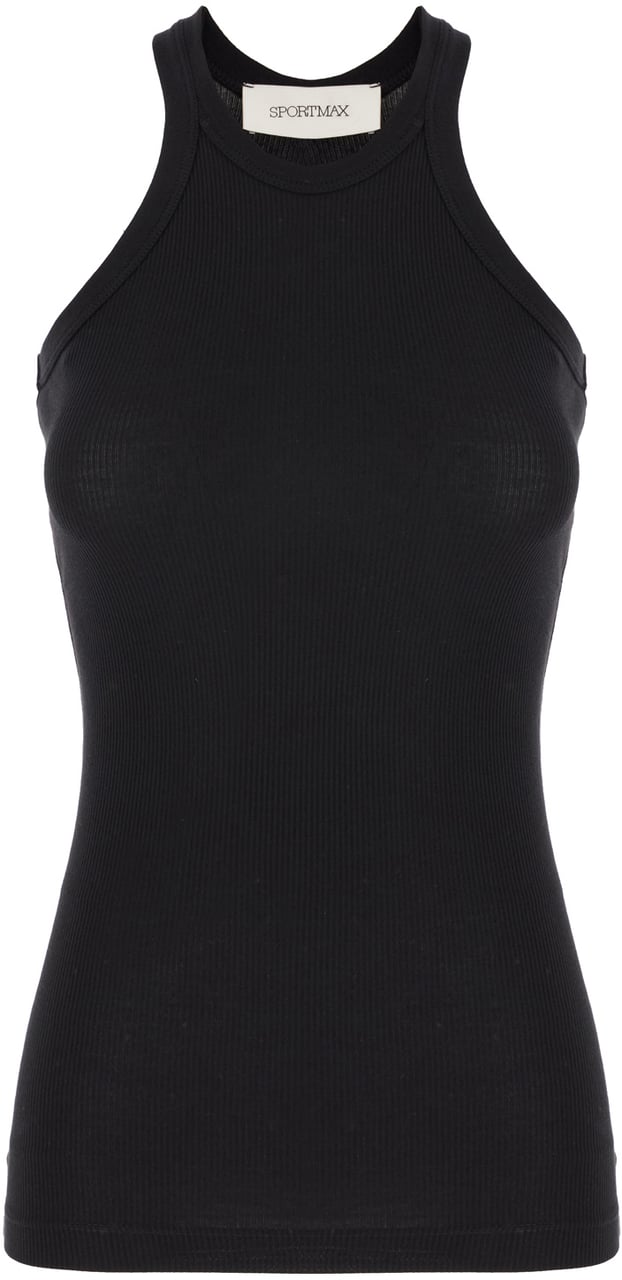 Sportmax Sportmax Black stretch cotton blend top Zwart