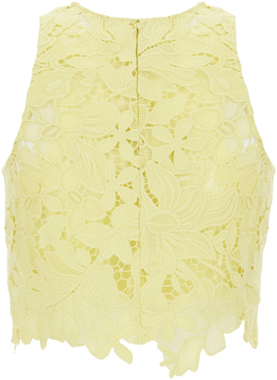 Sportmax Pastel yellow macramè top Geel