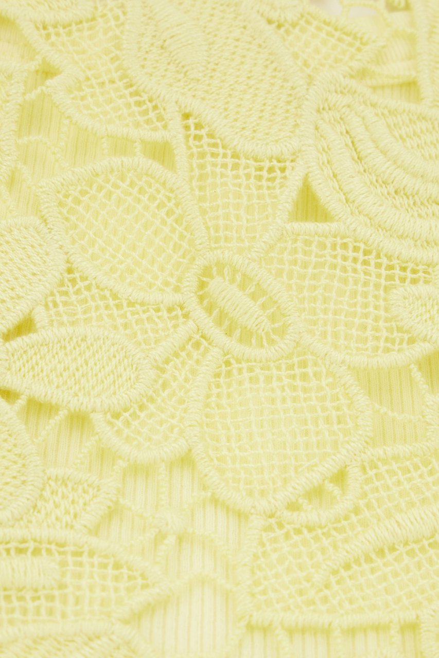Sportmax Pastel yellow macramè top Geel