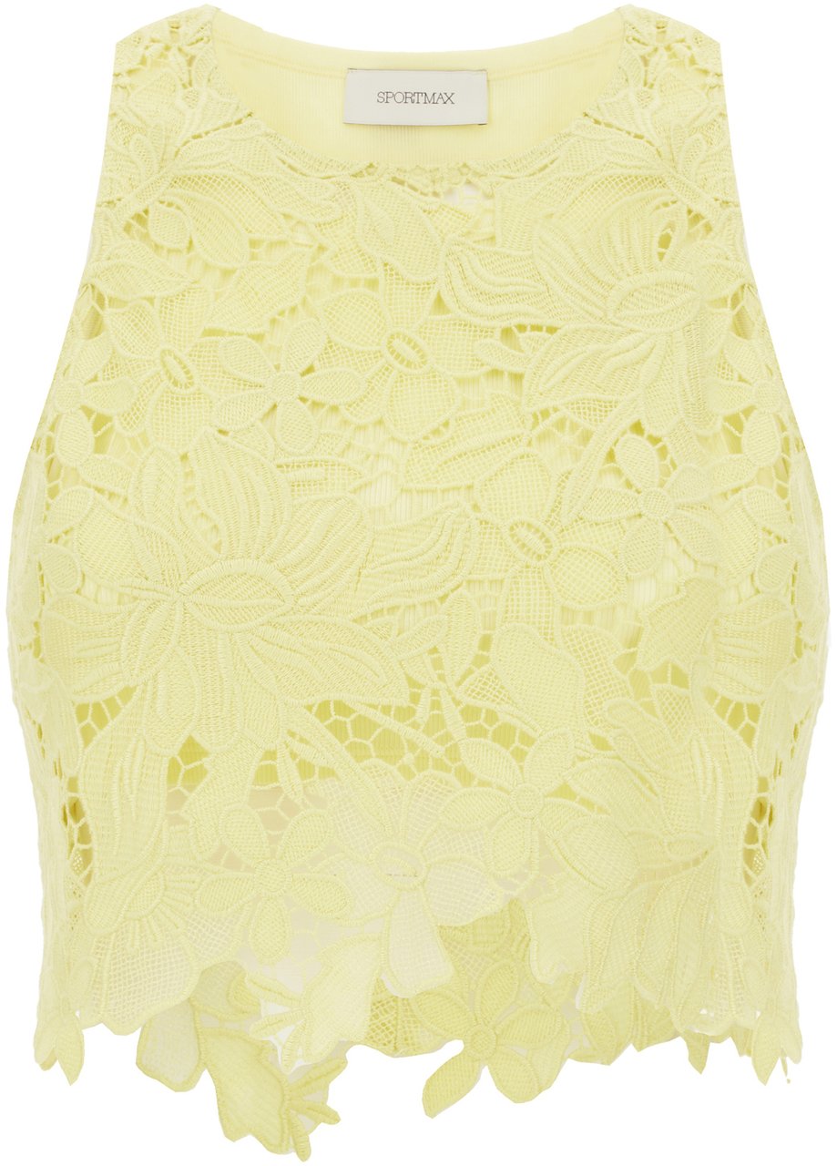 Sportmax Pastel yellow macramè top Geel