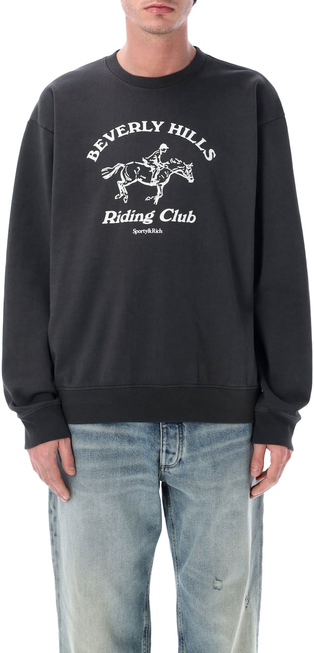 Sporty & Rich Bh Riding Club Crewneck Faded Black Donkergrijs