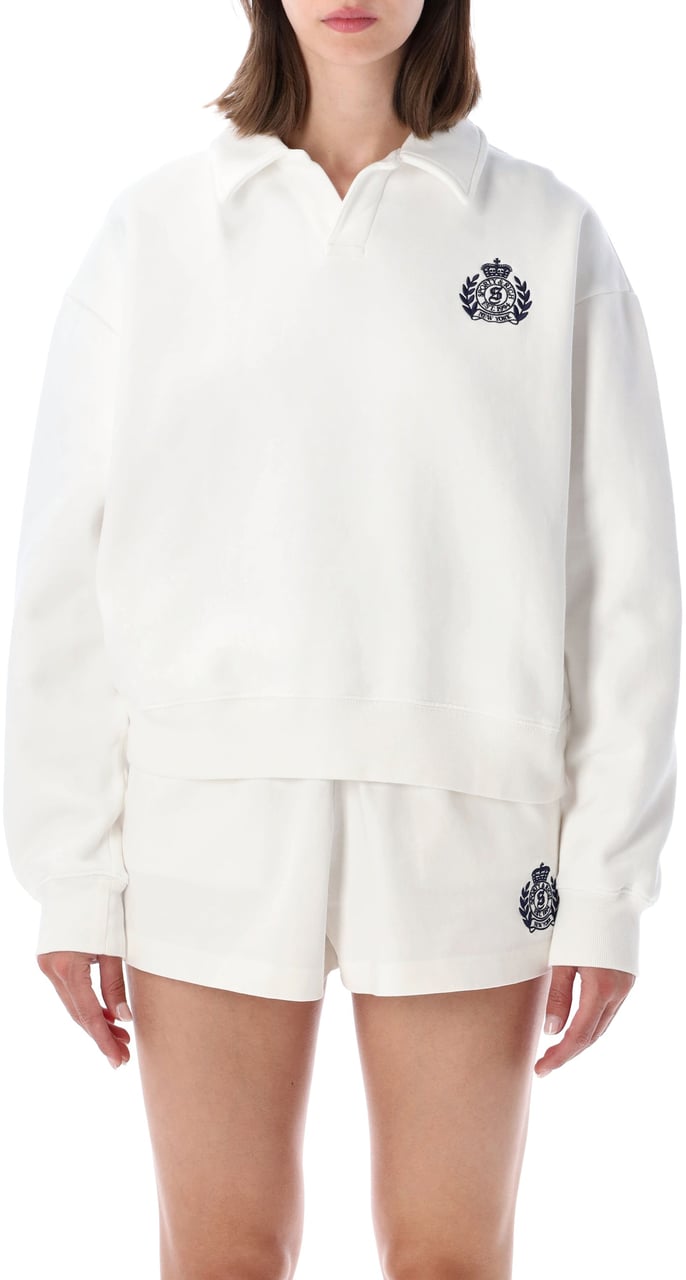Sporty & Rich New York Polo Sweatshirt Bianco Wit
