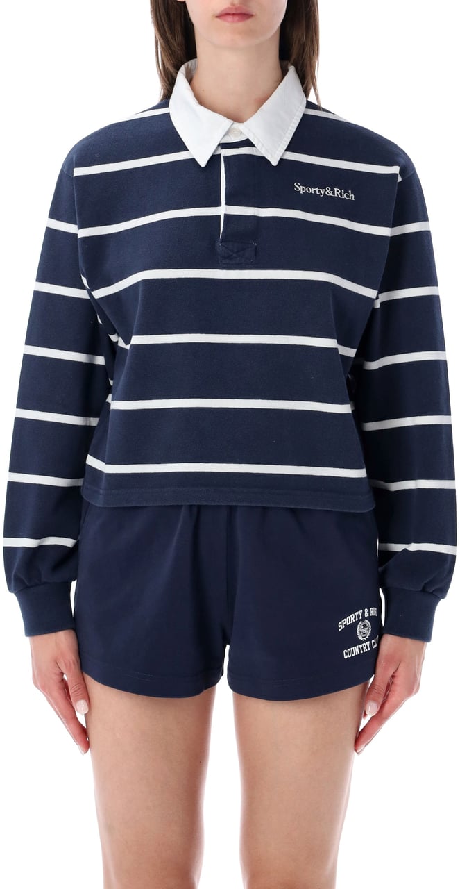 Sporty & Rich Rugby Polo Dark Navy White Navy