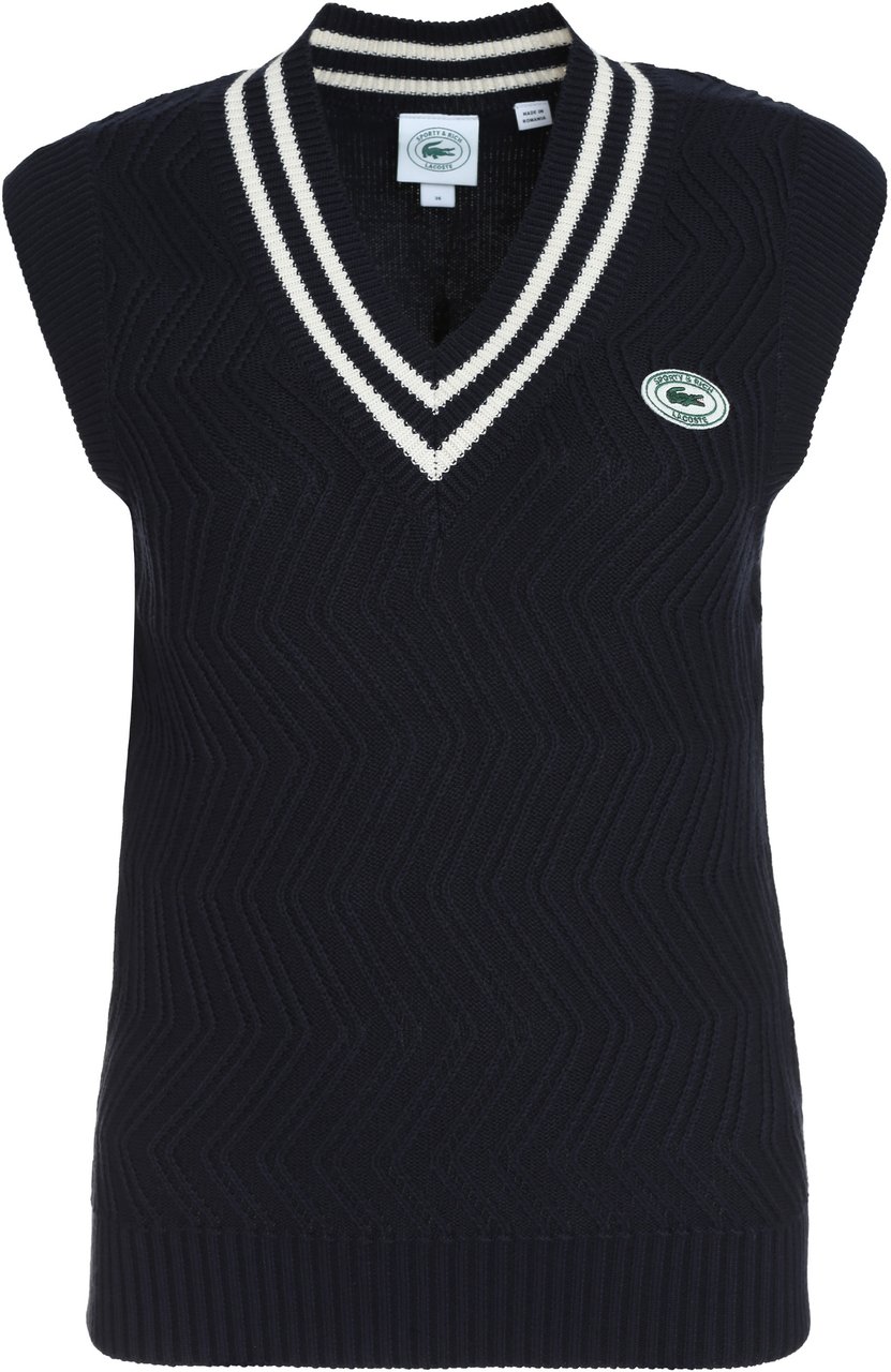 Sporty & Rich Lacoste x Sporty & Rich - Zig Zag knitted vest Blauw