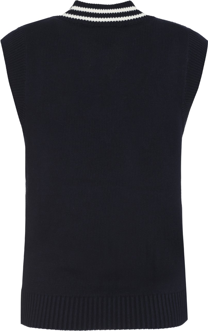 Sporty & Rich Lacoste x Sporty & Rich - Zig Zag knitted vest Blauw