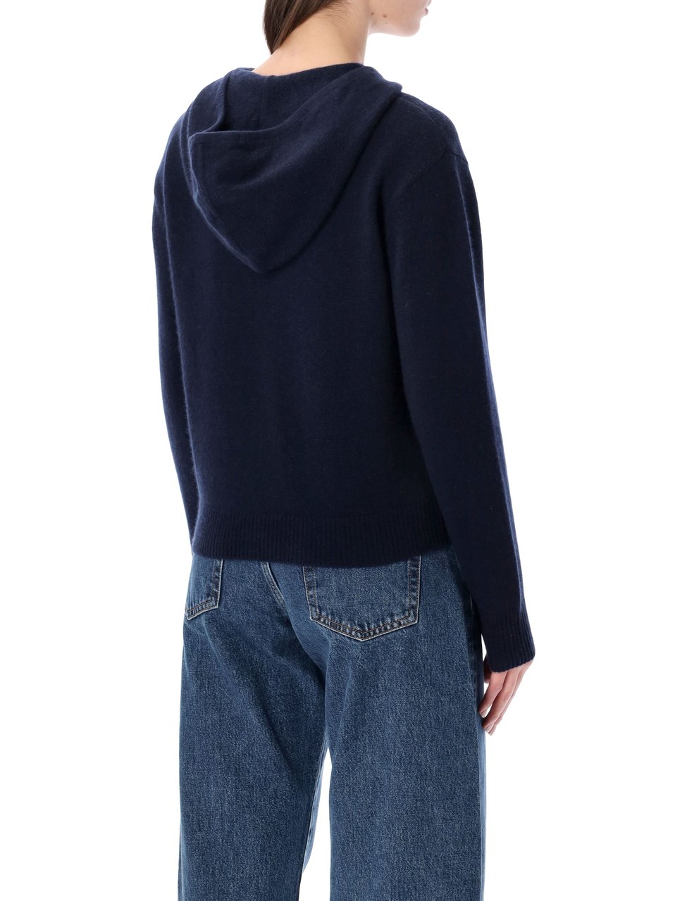 Sporty & Rich Sporty&Rich cashmere navy zip hoodie Blauw