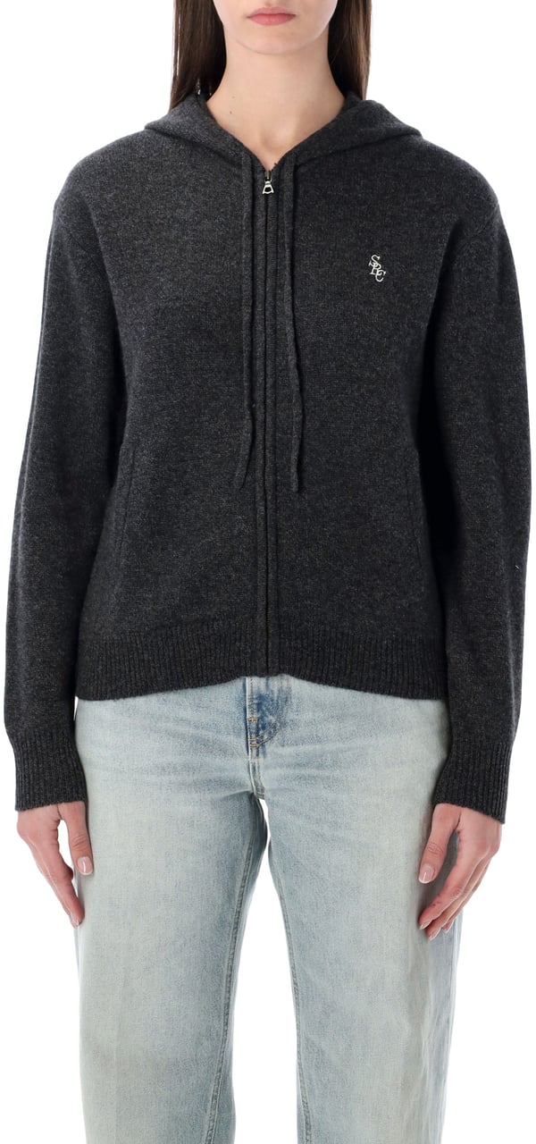 Sporty & Rich S&R Cashmere Zip Hoodie Grigio Grijs