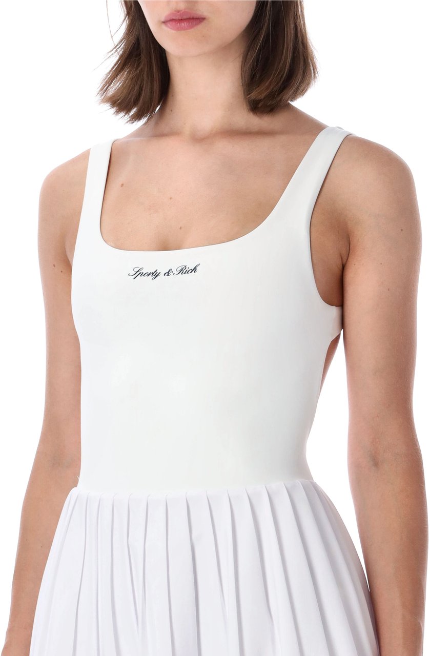 Sporty & Rich Tennis Mini Dress Bianco Wit