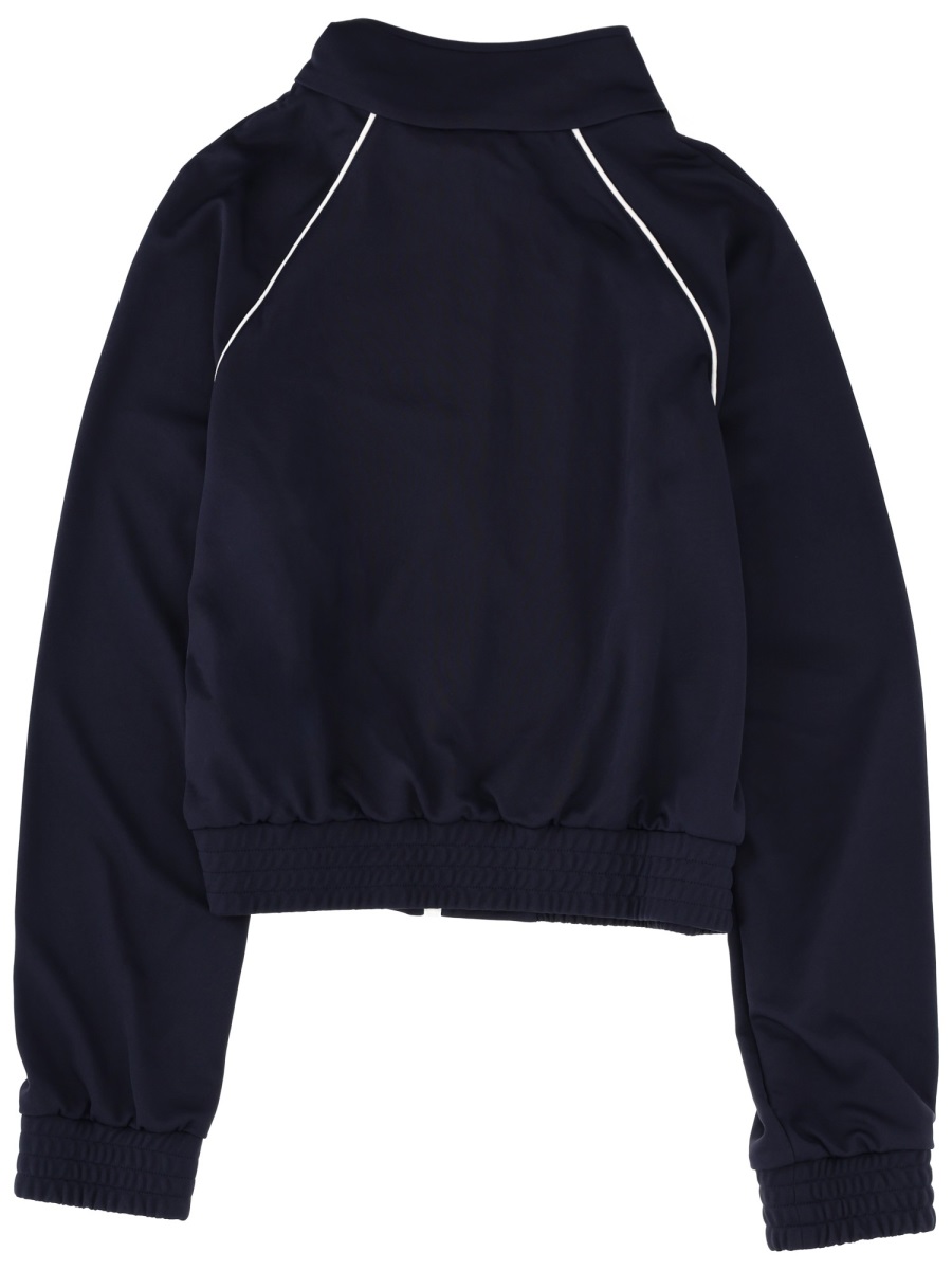 Sporty & Rich Polyester Cropped Front-Zip Sweatshirt Zwart
