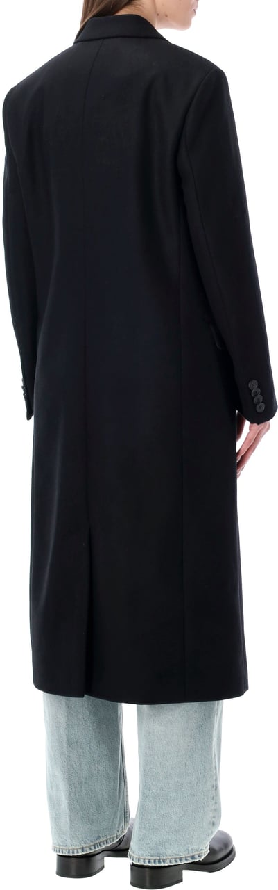 Sporty & Rich Signature Logo Wool Coat Nero Zwart