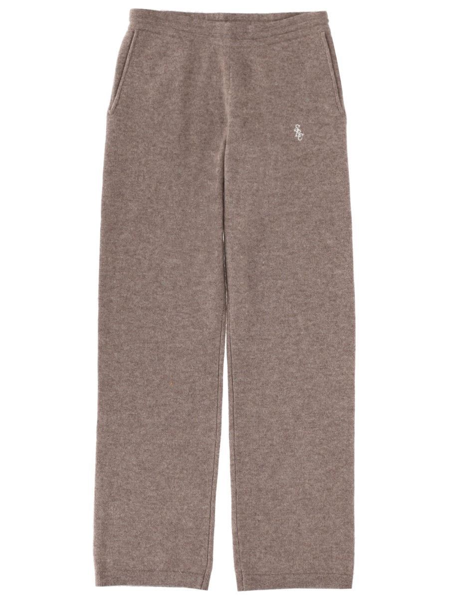Sporty & Rich Taupe Cashmere-Blend Relaxed Pants Bruin