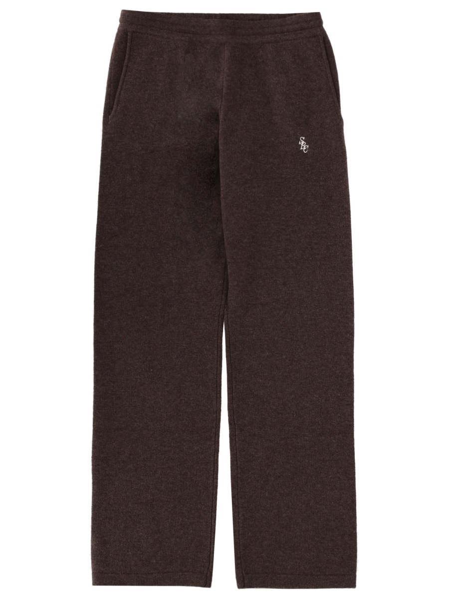 Sporty & Rich Cashmere-Blend Relaxed Straight-Leg Pants Bruin