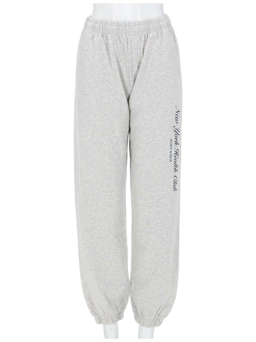 Sporty & Rich Grey Cotton Ny Health Club Sweatpants Wit