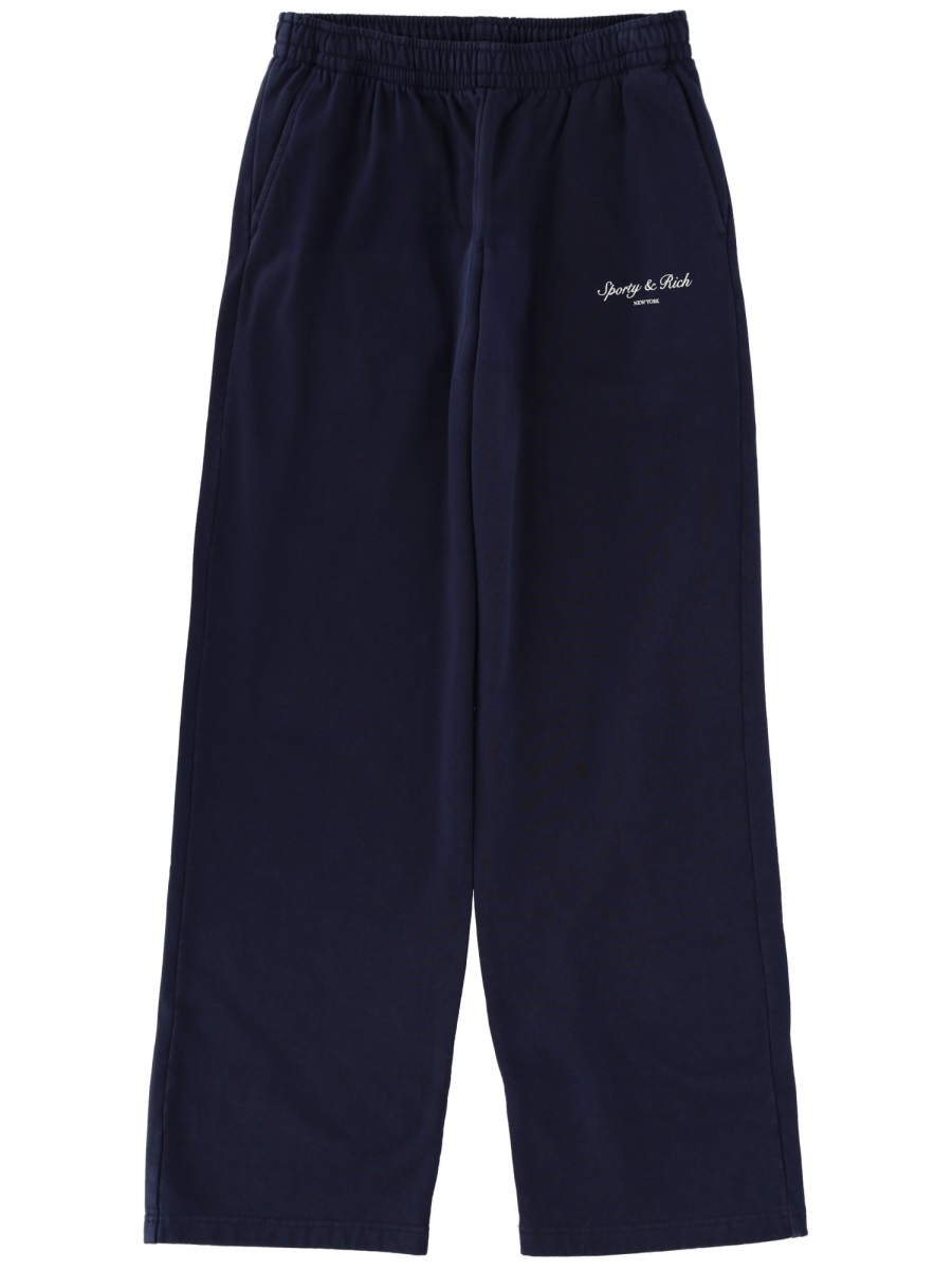 Sporty & Rich Syracuse Wide-Fit Cotton Pants Zwart