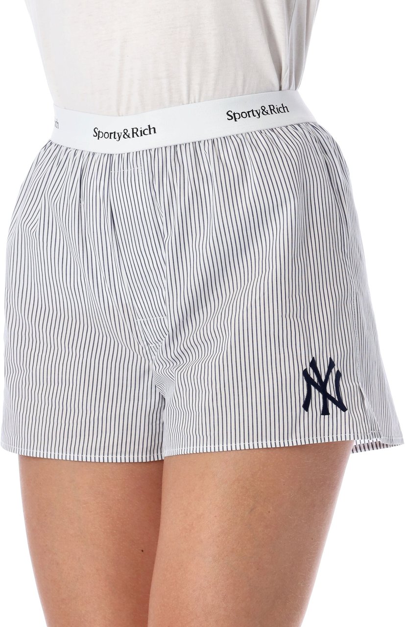 Sporty & Rich Yankees Stripes Short Navy Striped Blauw