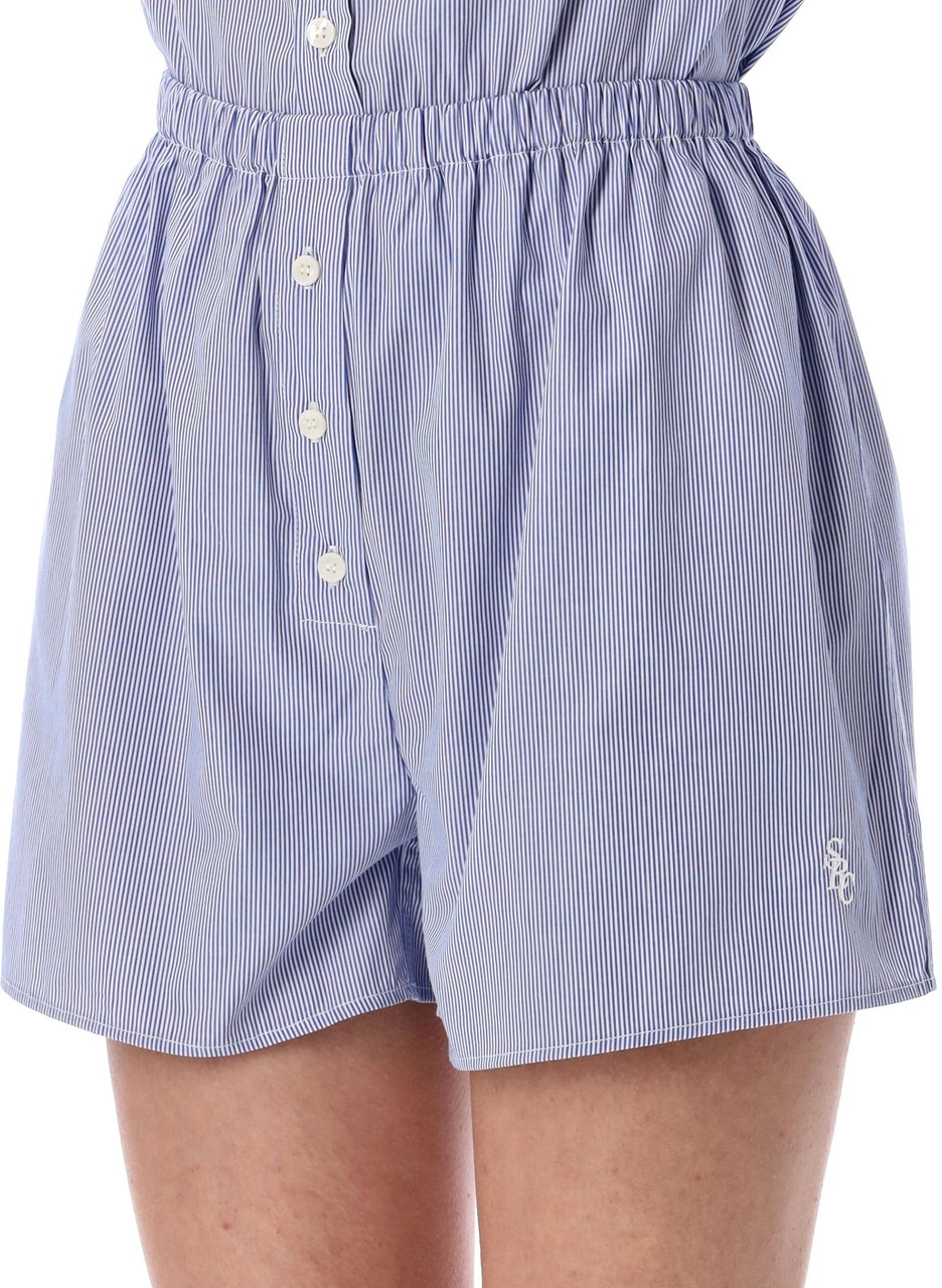 Sporty & Rich Boxer Short Striped Blu Blauw