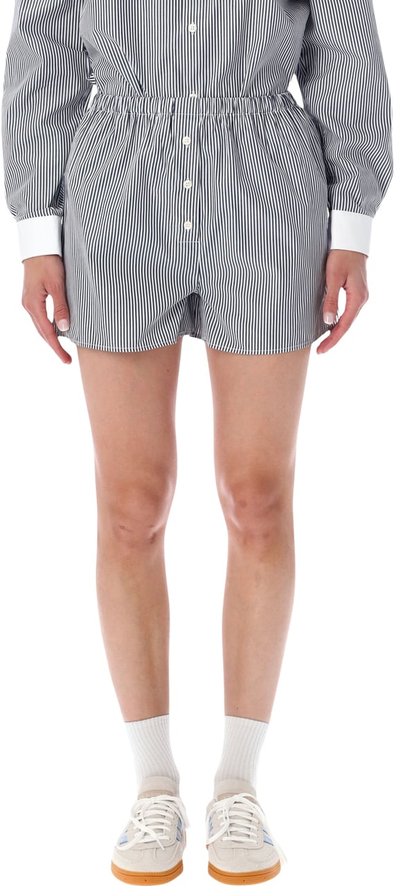 Sporty & Rich Popeline Short Stripe Bianco Wit