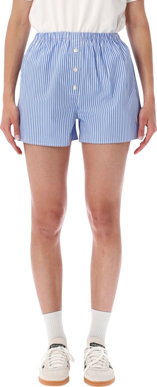 Sporty & Rich Popeline Short Blue Striped Lichtblauw