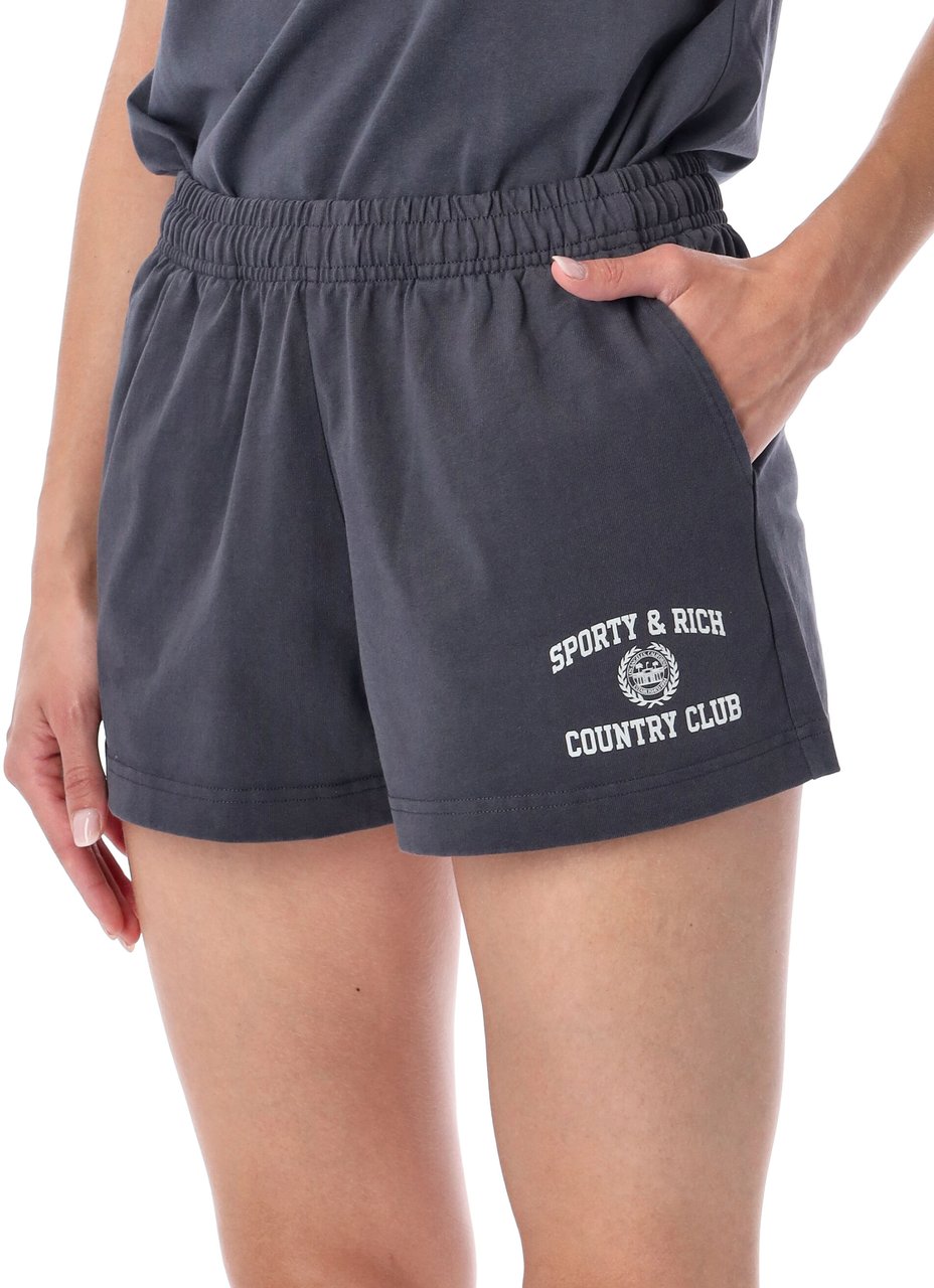 Sporty & Rich Varsity Short Carbon Choco Donkergrijs
