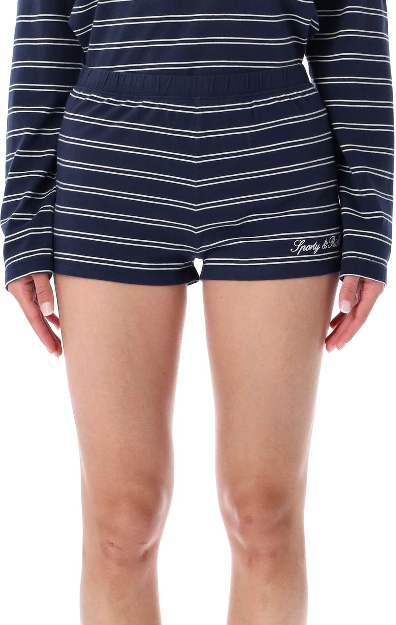 Sporty & Rich Short Stripe Dark Navy White Navy