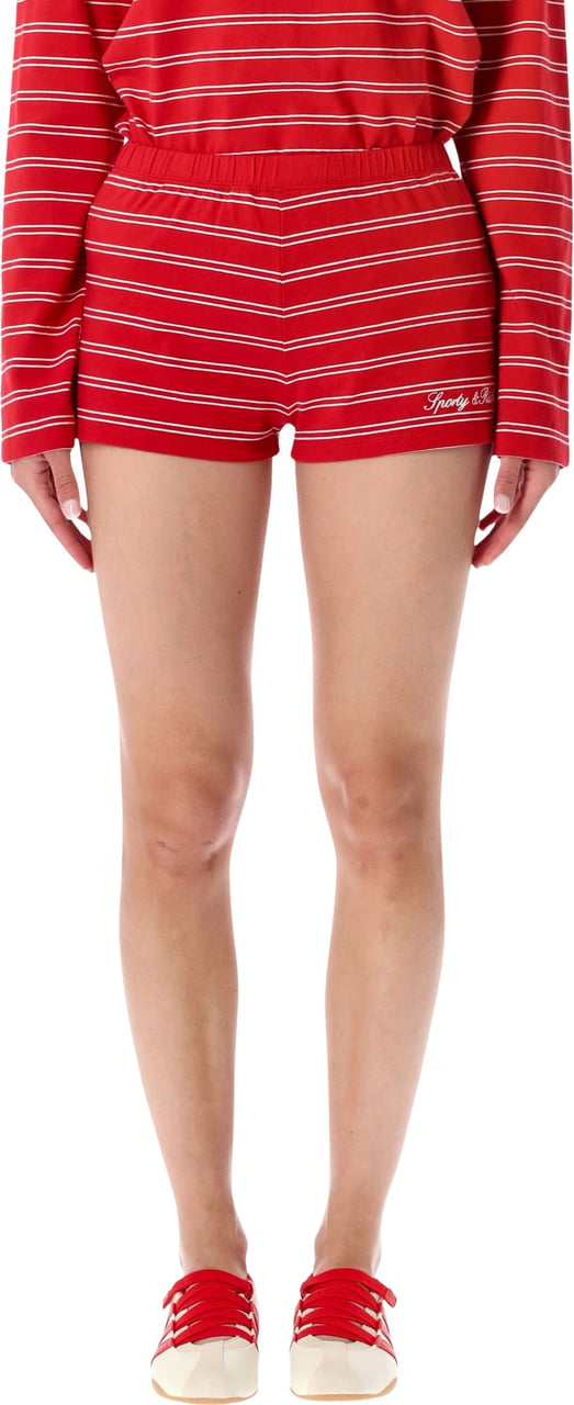 Sporty & Rich Short Stripe Ruby White Rood