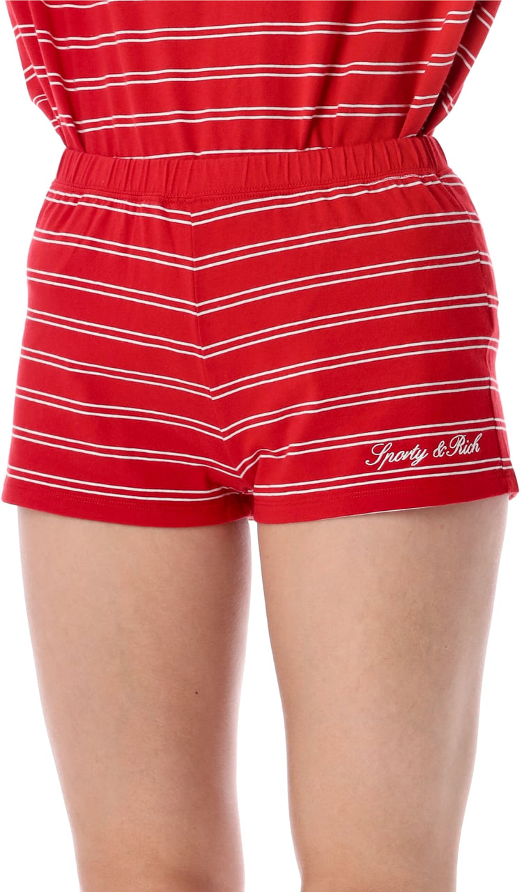 Sporty & Rich Short Stripe Ruby White Rood