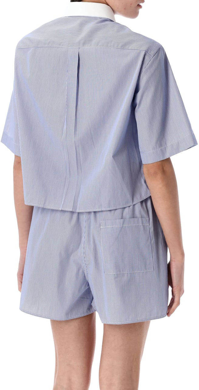 Sporty & Rich Cropped Shirt Striped Blu Blauw