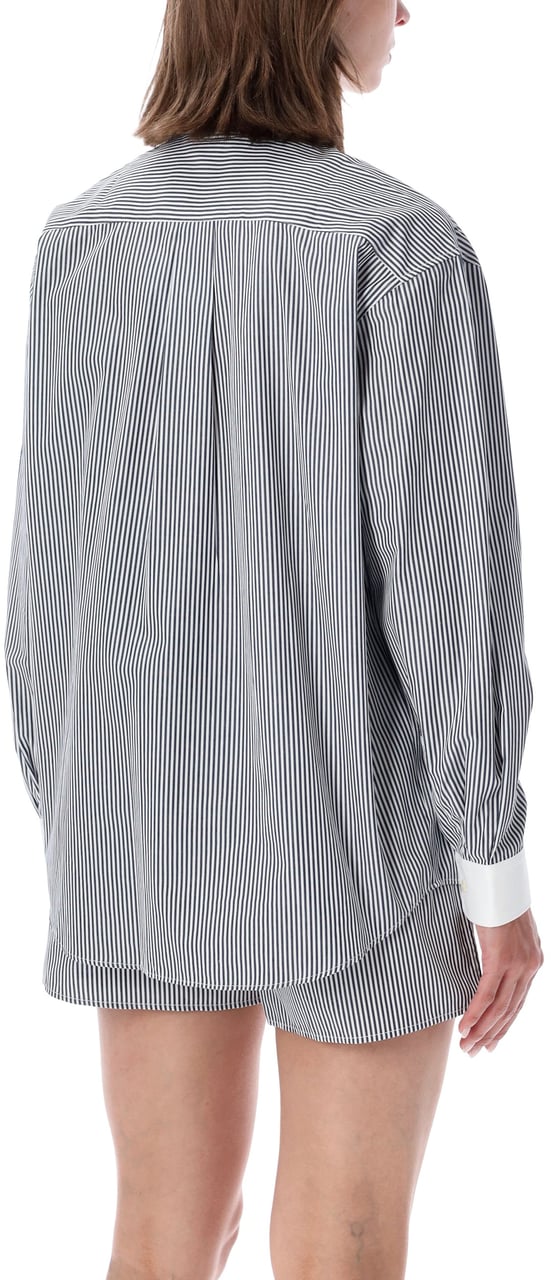 Sporty & Rich Oversized Shirt Stripe Bianco Wit