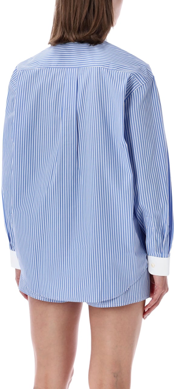 Sporty & Rich Oversized Shirt Blue Striped Lichtblauw