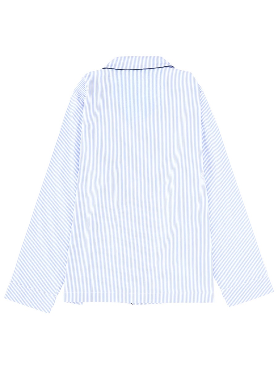 Sporty & Rich Light Blue Pinstripe Pajama Shirt Blauw
