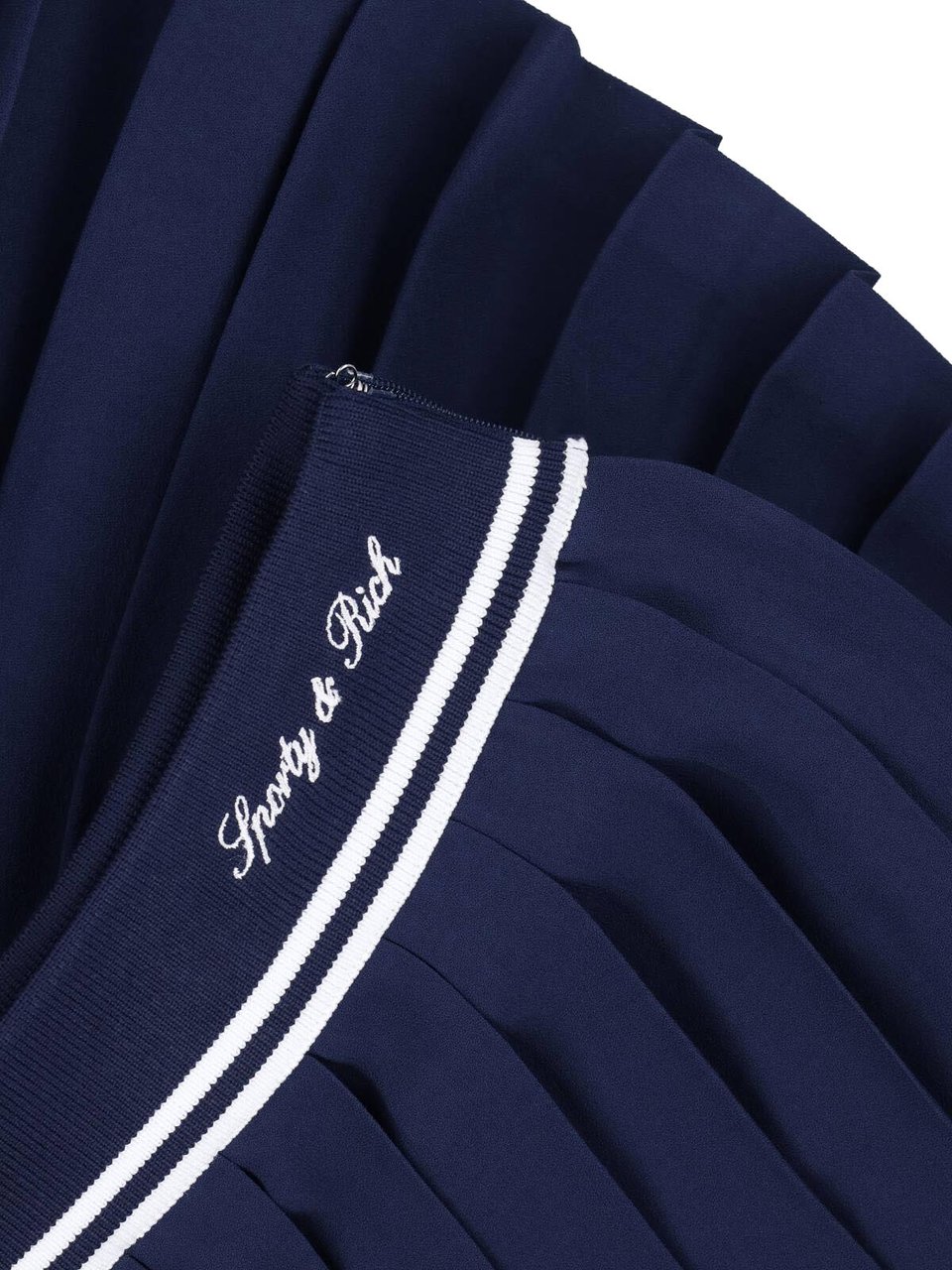Sporty & Rich Pleated Skirt with Structured Waistband and Embroidered Details Blauw