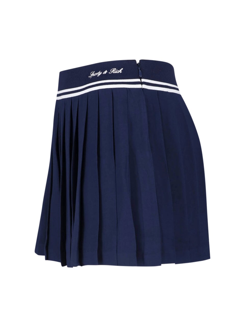 Sporty & Rich Pleated Skirt with Structured Waistband and Embroidered Details Blauw