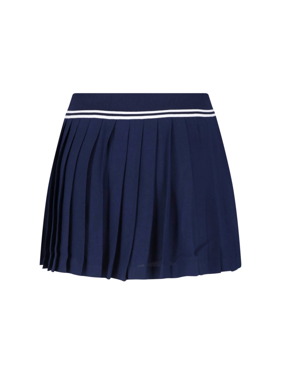 Sporty & Rich Pleated Skirt with Structured Waistband and Embroidered Details Blauw