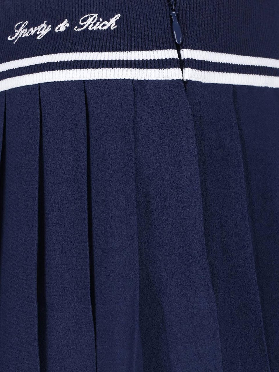Sporty & Rich Pleated Skirt with Structured Waistband and Embroidered Details Blauw