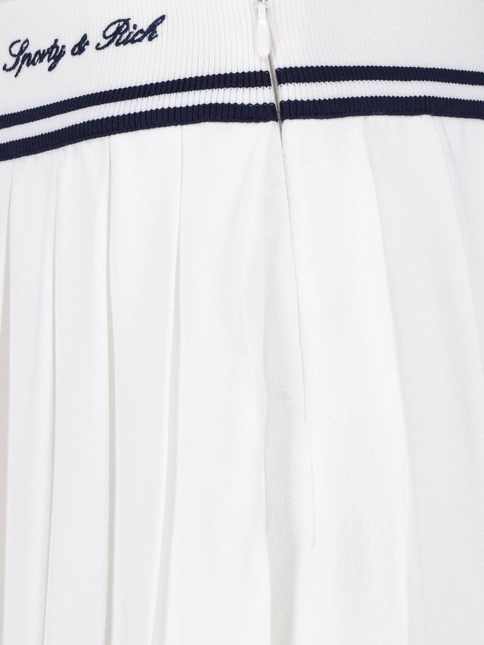 Sporty & Rich Pleated White Mini Skirt with Navy Detail Wit