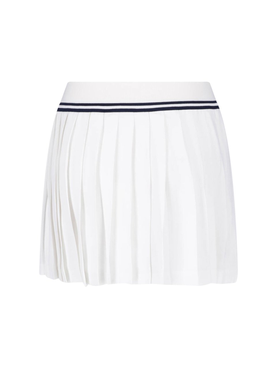 Sporty & Rich Pleated White Mini Skirt with Navy Detail Wit