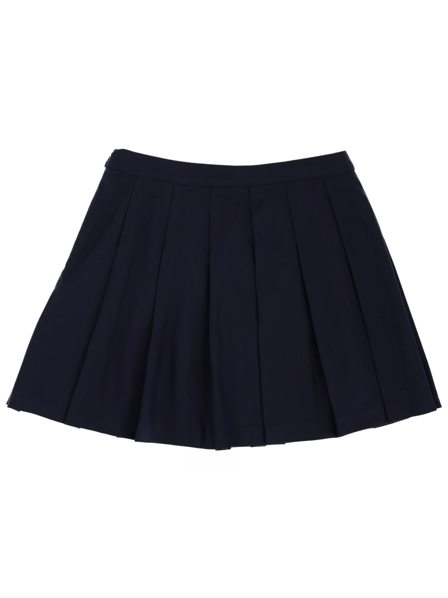 Sporty & Rich Pleated Wool-Blend Logo Miniskirt Zwart