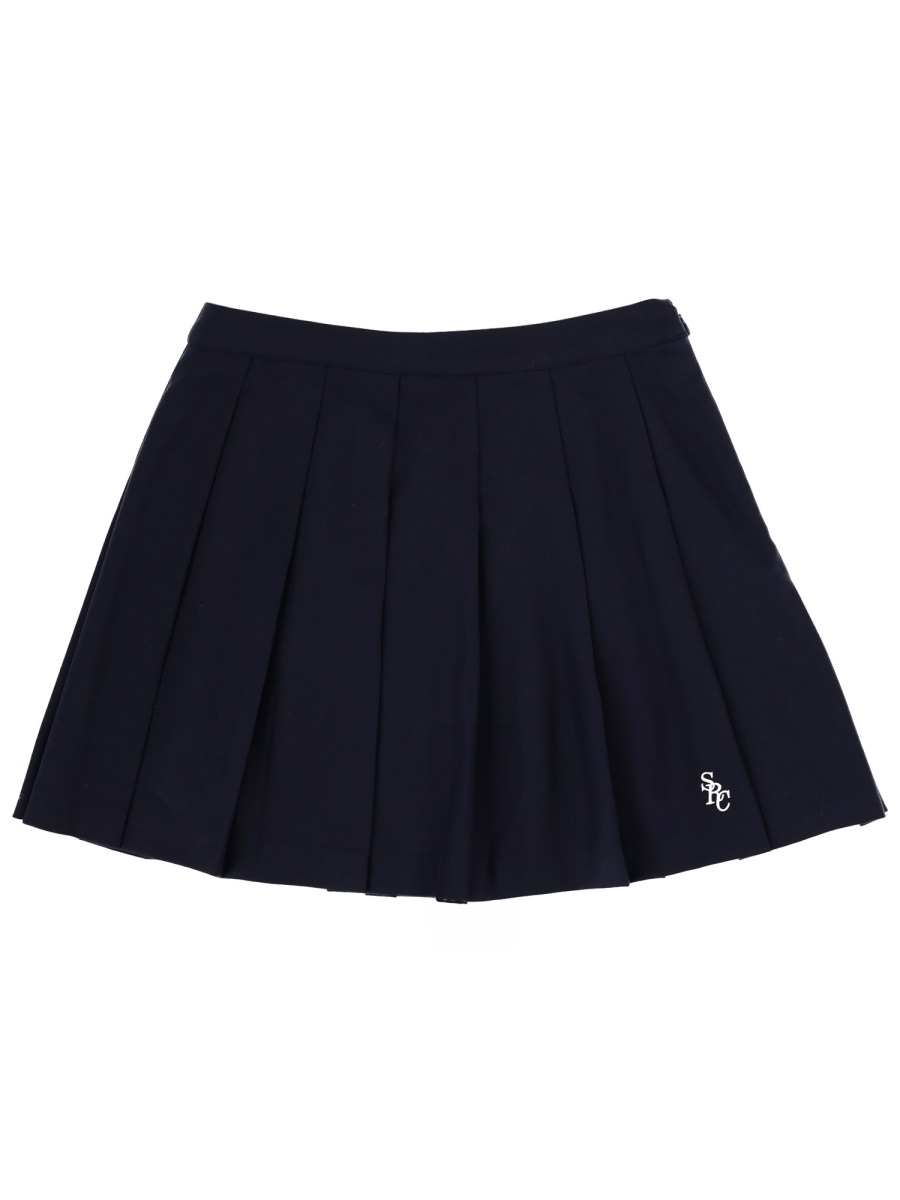 Sporty & Rich Pleated Wool-Blend Logo Miniskirt Zwart