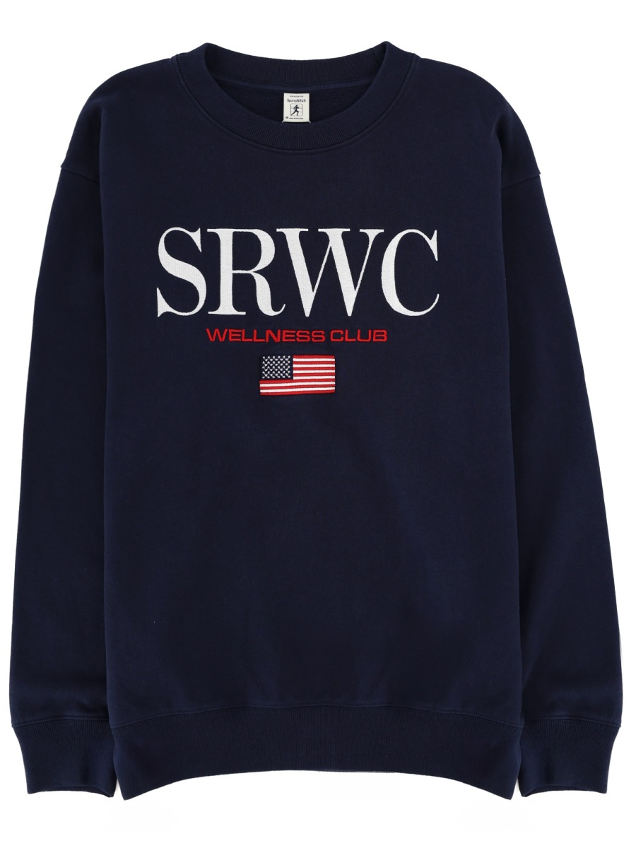 Sporty & Rich Dark Navy Wellness Club Cotton Sweatshirt Zwart