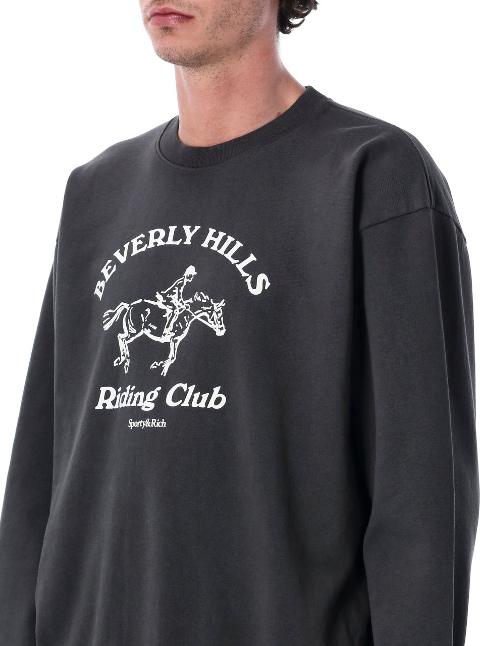 Sporty & Rich Bh Riding Club Crewneck Faded Black Zwart