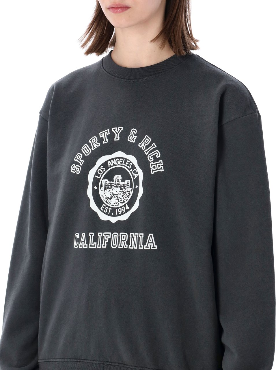 Sporty & Rich California Crew Neck Faded Black Donkergrijs