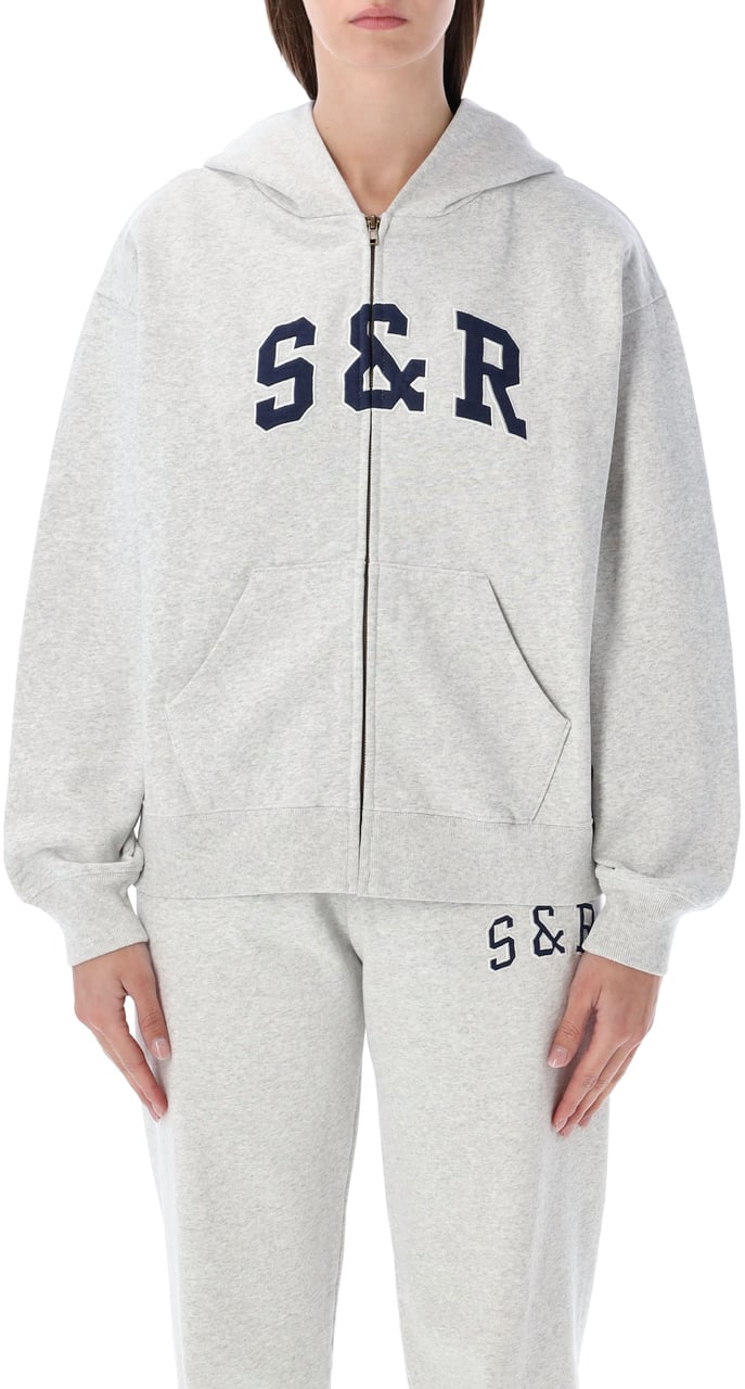 Sporty & Rich Sporty & Rich S&R Ivy zip hoodie in melange grey Grijs